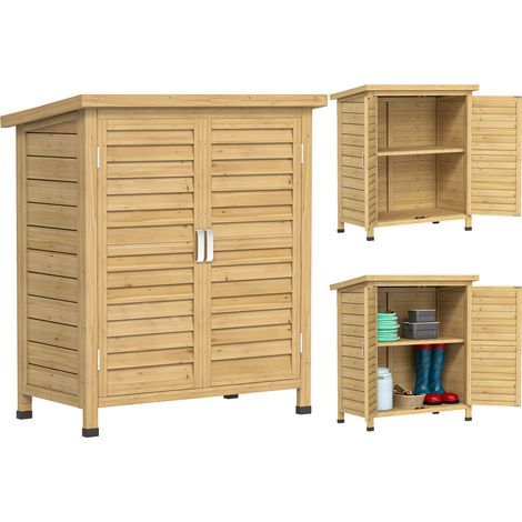 Gartenhaus aus massivem Tannenholz – 2 Türen – Werkzeug- und Garagenaufbewahrung – 87 x 46,5 x 96,5 cm