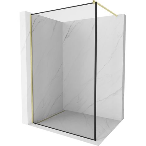 Mexen Kioto Walk-in Duschwand 120 x 200 cm, schwarzes Muster 8 mm, gebürstetes Gold - 800-120-101-55