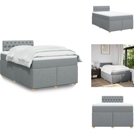 Sommier à lattes de lit avec matelas Gris clair 120x200cm Tissu - Sommier À Lattes De Lit - Sommiers À Lattes De Lit - Lit - Meuble De Chambre À Coucher (1/5)