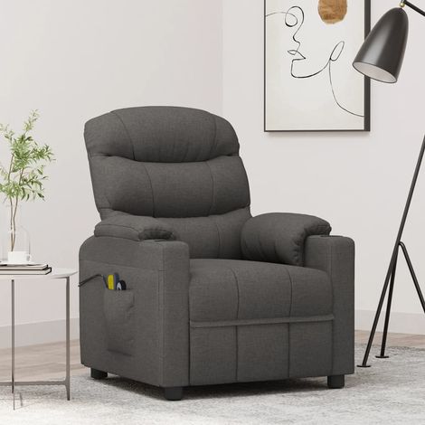 Sillón de masaje eléctrico tela gris oscuro vidaXL