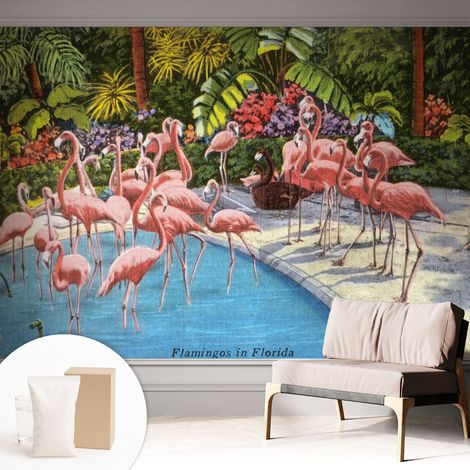 Papier peint intissé décoratif avec motifs pour salon et chambre a motif - Colle incluse gratuite Scène exotique 312x219 cm (1/5)