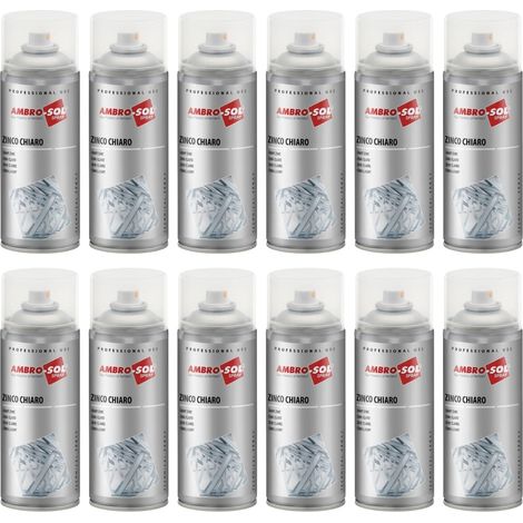 12 Bombolette di Zinco Chiaro brillante in spray da 400 ml protettivo, antiossidante zincante antiruggine (1/5)