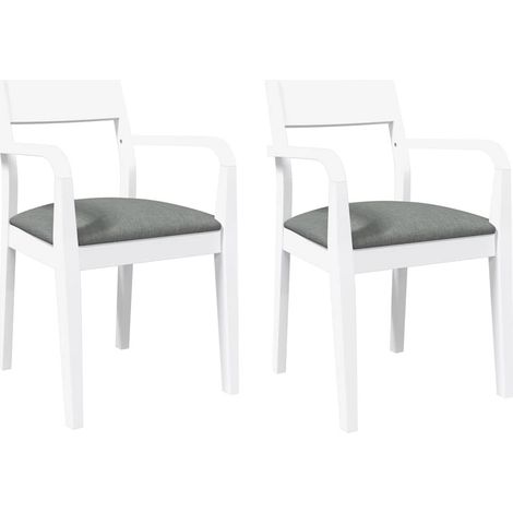 Lot de 2 Chaises à manger，Chaise de cuisine coussins blanc bois massif caoutchouc CFW40917 (1/5)