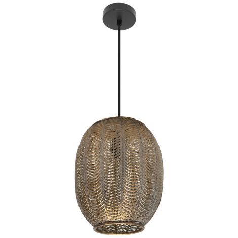 Trikala Pendelleuchte Schwarz/Altleder 1xE27 (40140xØ30x30cm)