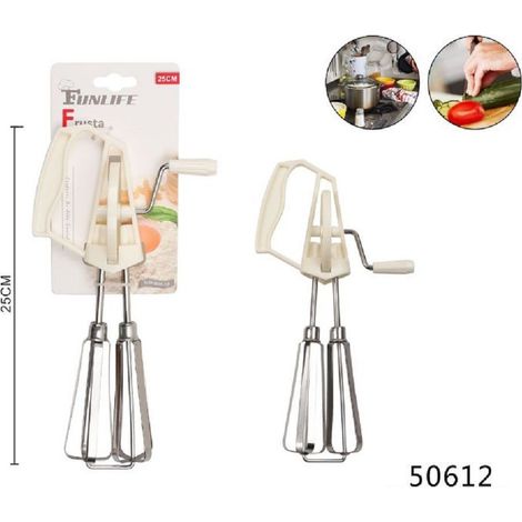 TRADE SHOP - Batti Uova Manuale Frusta Sbattitore Doppia Sbattiuova Dolci Utensile 25cm 50612 - (1/2)