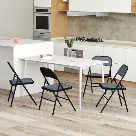 Set mit 4 Klappstühlen, tragbare Esszimmerstühle, Stahlgestell, 45 x 46 x 78 cm, grau