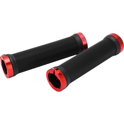 Poignées de guidon antidérapantes pour vélo route et VTT, 22mm, rouge, avec bouchons - 2 pièces (1/5)