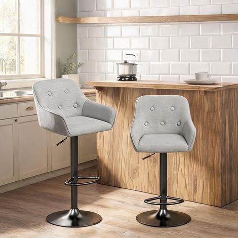 Tabouret de bar gris en chenille polyester 46,5 x 45 x 106 cm (1/5)
