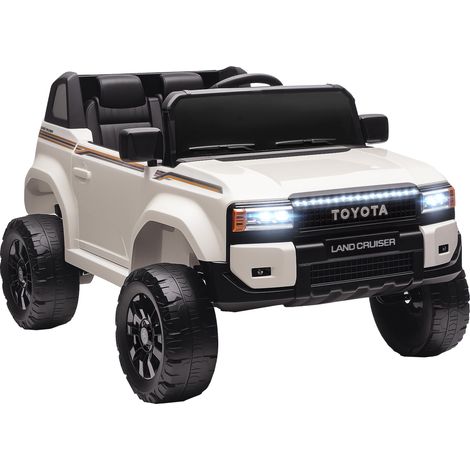 Toyota Land Cruiser 12 V, voiture électrique pour enfants avec télécommande, 3-6 ans, blanche. Un jouet pour enfant de haute qualité, sécurisé et amusant, adapté aux enfants de différents âges.