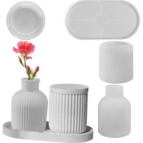 Moule En Silicone Pour Pot De Fleurs En Résine Moules De Coulage De Résine Pour Vases Fait Main Outils pour Pâte Époxy École Bureau Chambre Salon (1/5)