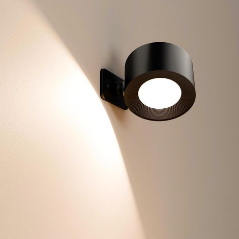 LED-Wandleuchte, 360° drehbare magnetische kabellose Lampe, geeignet für Schlaf- und Wohnzimmer (schwarz).