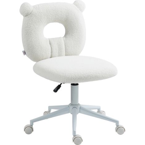 Sedia da scrivania per bambini girevole regolabile in altezza in poliestere bianco MODENUIT (1/5)