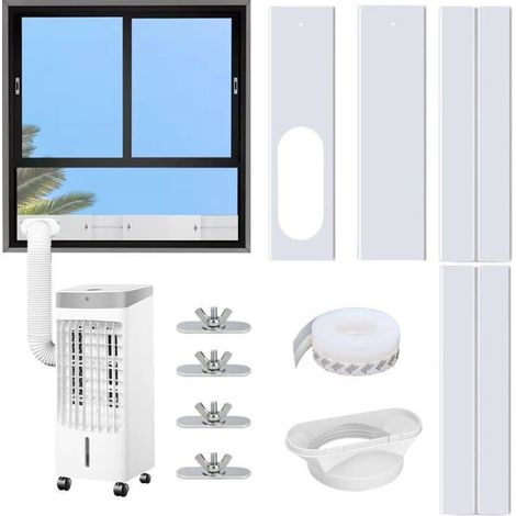 Kit fenêtre climatiseur mobile – 4 pièces – Joint fenêtre coulissante – Pour tuyau Ø13 cm – Étanche (1/5)