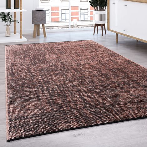 Paco Home Teppich Wohnzimmer Flachgewebe Modern Sisal Muster Einfarbig Pastell Fransen 80x150 cm, Taupe