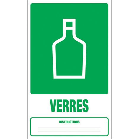 Panneau Dechets verre (tri sélectif) - Rigide 330x200mm - 4000695