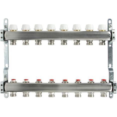 Collecteur plancher chauffant 8 circuits 1’’ acier inoxydable