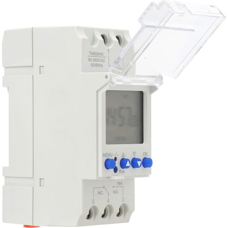 Minuterie analogique-numérique programmable sur rail DIN, grand écran, 85-265 V, 16 A (1/5)