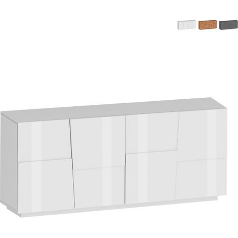 Aparador salón estilo moderno 4 puertas 200 x 44 x 86 Darill - Blanco brillante (1/5)