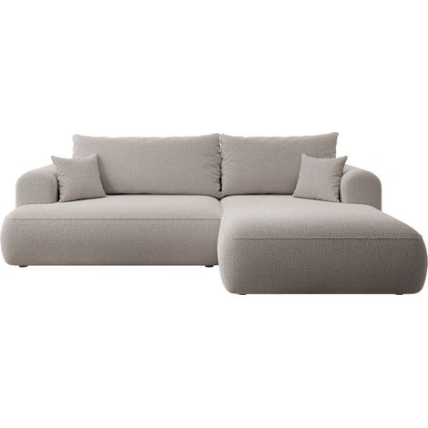 Selsey - Eckschlafsofa Ovo L-förmiges Dunkelbeige mit Bouclé-Behälter rechts (1/5)