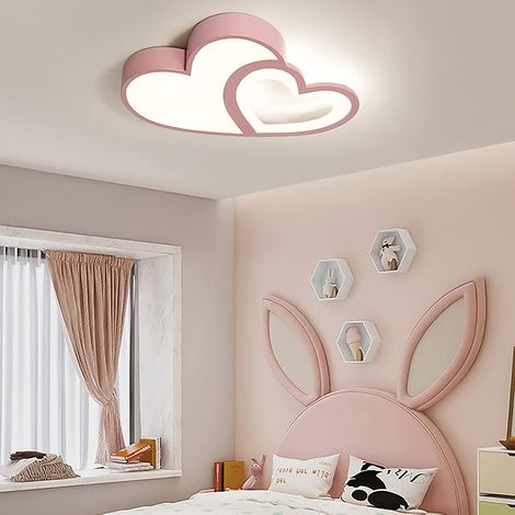 LED Cartoon Plafonnier Moderne Bébé Plafonnier Télécommande Dimmable Nursery Lampe Chambre Lampe Acrylique Abat-Jour Décoratif Plafonnier Garçons Filles Chambre Lustre Rose 55Cm (rose) (1/5)