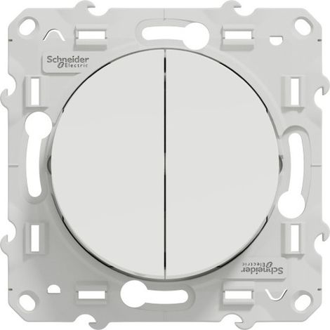 Schneider S520273 White Odace Double-Pole Lighted Toggle Switch, 10A, LED, 1.5mA