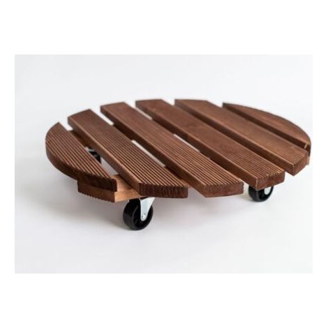 SABIR Plateaux Roulants pour Plantes 30cm, Support avec Roulettes Pivotantes et Verrouillables, Capacite 40 KG, Support et plateau pour jardinière, Marron (1/5)