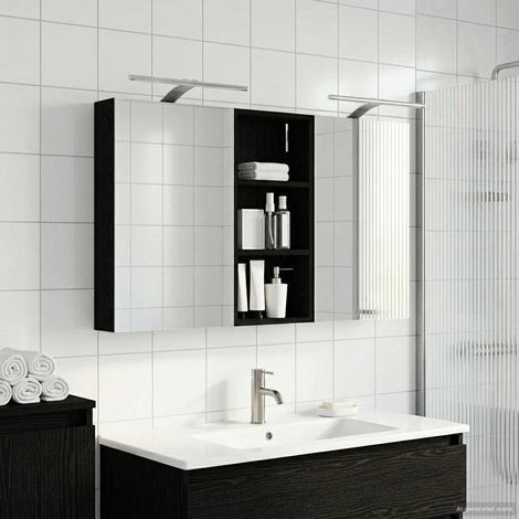 vidaXL Set di Armadi da Bagno con porta 3 pcs 110 x 10,5 x 60,5