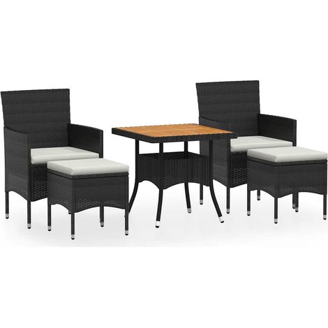 Maison Exclusive - 5-tlg. Garten-Essgruppe Poly Rattan & Massivho (1/5)