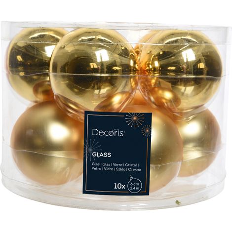 Caja de 10 bolas navideñas doradas ø 6 cm (1/2)