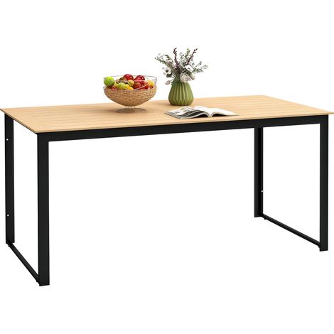 Gartentisch für 6 Personen 160 x 80 cm Wetterfest Balkontisch mit Lamellen-Tischplatte, Buffettisch Outdoor Teak