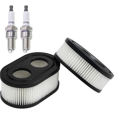 2x Luftfilter Rasenmäher 798452 593260 + 2x Zündkerzen, passend für Briggs & Stratton 550E 550EX 575EX Motoren, AL-KO Rasenmäher Ersatzteile, Rasenmäher Luftfilter Zubehör Set