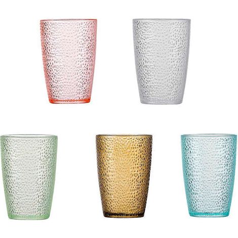 Lot de 5 tasses à eau transparentes en acrylique empilables, idéales pour la bière et les fêtes.-270ml (1/3)