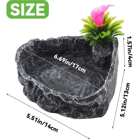 Wassernapf für Reptilien, Futternapf, Eckterrarium mit Stein, Futterspender für Einsiedlerkrebse, Wasser, Reptilienfutterspender, Futter- und Wassernapf, Schildkröte, Eidechse, Gecko, c (1/5)