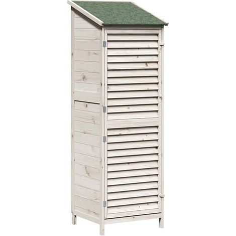 Chalet de jardin blanc, 59 x 56 x 176 cm, en bois de cèdre massif (1/5)