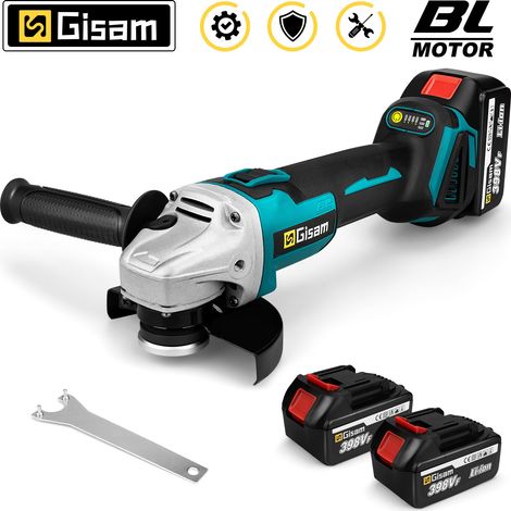 Gisam – Meuleuse d'angle électrique sans fil 125mm – Vitesse 10000 tr/min – Moteur sans balais – 2 batteries 18V pour meulage et polissage (1/5)