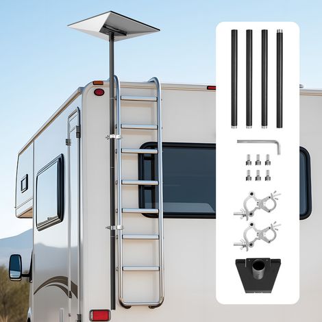 VEVOR Starlink RV Ladder Mount, 360°Adjustable Angle Mounting Standard Gen 3 Pipe Kit, Heavy-Duty Steel Extra Long Starlink RV Ladder Adapter, Compatible with Gen3 and V3, Easy to Assembly, Black (1/5)