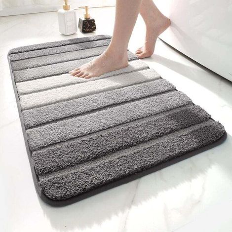 Tapis de Bain Antidérapant Extra Doux Absorbant Lavable en Machine 50 x 80 cm Gris