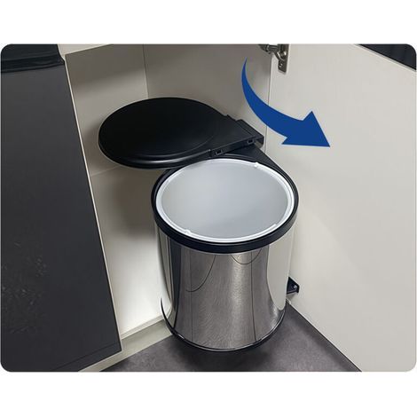 Poubelle sous évier pivotante 14 L – Ouverture automatique – Installation facile à gauche ou à droite – PVC robuste anthracite (1/2)