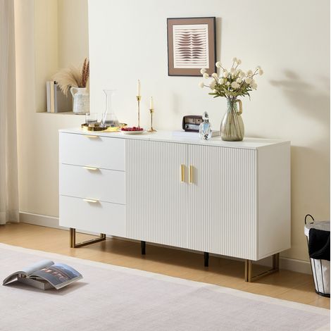 MEUBLIV Aparador blanco 160 cm con 2 puertas y 3 cajones – MDF, 60 kg (1/5)