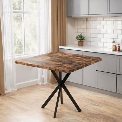 Table de salle à manger en métal & bois 98 x 98 x 78 cm (1/5)