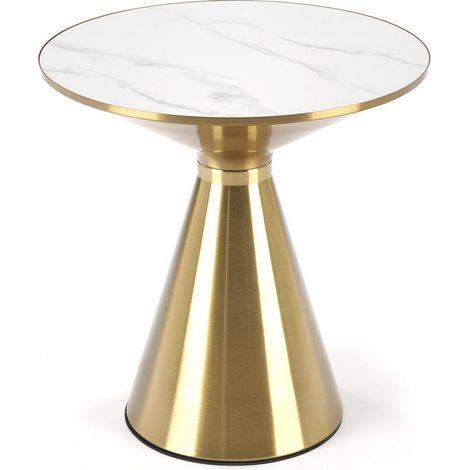 Table basse ronde 50 cm aspect marbre blanc Napoli (1/5)