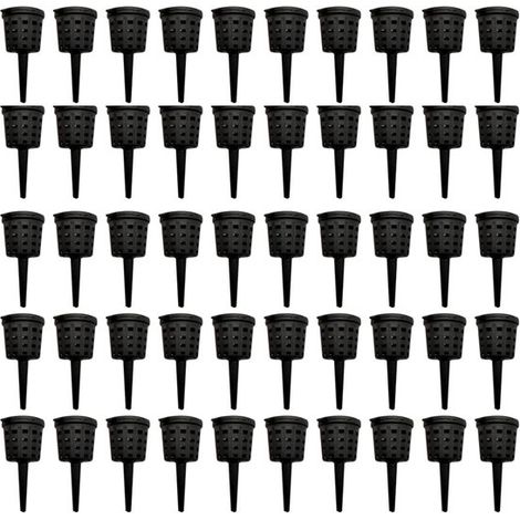 Cesta de fertilizante de 50 piezas con tapa, Cesta de fertilizante de plástico portátil, Adecuado para suculentas, orquídeas y bonsáis, Negro (1/5)