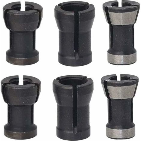 6 Pièces Tête de Mandrin HSS Pince de Serrage Defonceuse Tête Adaptateur Convertisseur pour Perceuses Machine de Gravure pour Rogneuse Menuiserie électrique Pince de Routeur Titulaire(6/6.35/8mm) (1/5)