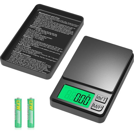 Balanza digital de bolsillo de 1000 g x 0,01 g, balanza de precisión para joyería con estuche protector, pantalla LCD retroiluminada, tara de 7 unidades, para alimentos y cocina. (1/5)