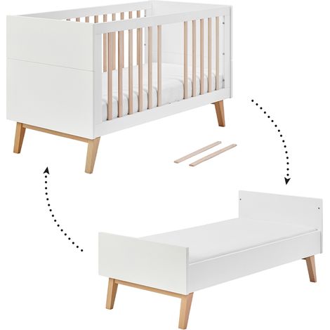 Lit évolutif 70x140 Pinio Swing - Blanc et bois