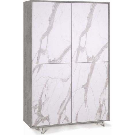 Mobile 4 Ante 108L x 41P x h161 – Finitura Cemento e Marmo Calacatta – Sarmog (1/2)