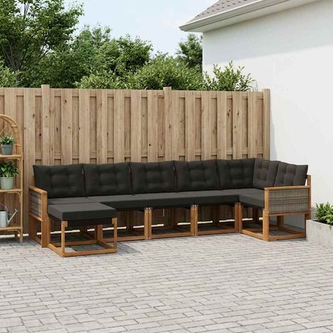 vidaXL  Outdoor Sofa Set  with Cushion 7 pcs Natural and Black (1/5)