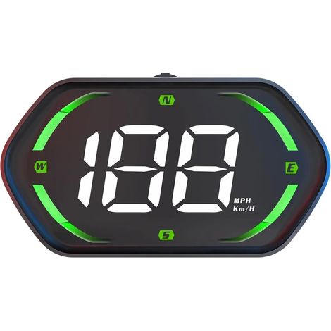Affichage tête Haute for Tous Les véhicules, GPS, HUD, Vitesse du véhicule, Boussole, Compteur de, odomètre, Alarme survitesse, Vert/Or(G22-GREEN) (1/5)