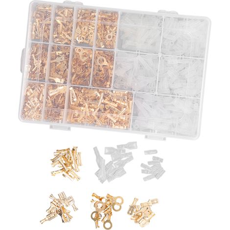 1000 cosses électriques isolées mâle femelle à sertir, bornier connecteur fil, 2,8 4,8 6,3 mm, doré (1/5)