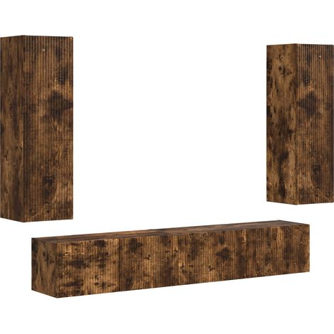Ensemble meuble TV 3 pcs Chêne fumé Bois d'ingénierie